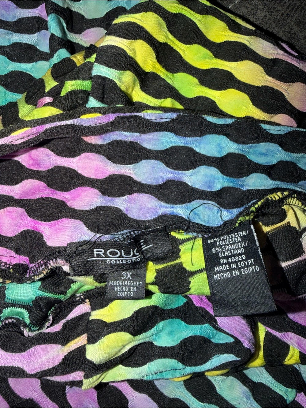 Woman’s Rainbow Stripe Wave Leggings - Black Background - Picture 2 of 2